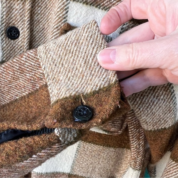 1970’s ORIGINAL CPO WOOL SHIRT BROWN CREAM PLAID MENS SMALL - Picture 5 of 7